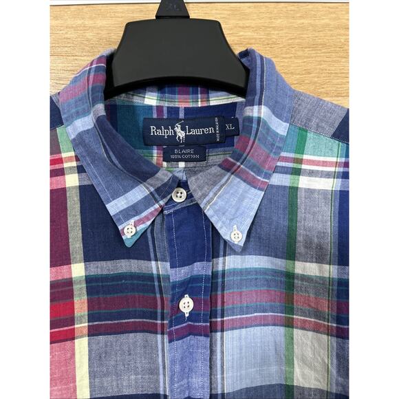Ralph Lauren Men's sz XL Blaire 100% Cotton Plaid Short Sleeve Button Down Shirt - Picture 3 of 7
